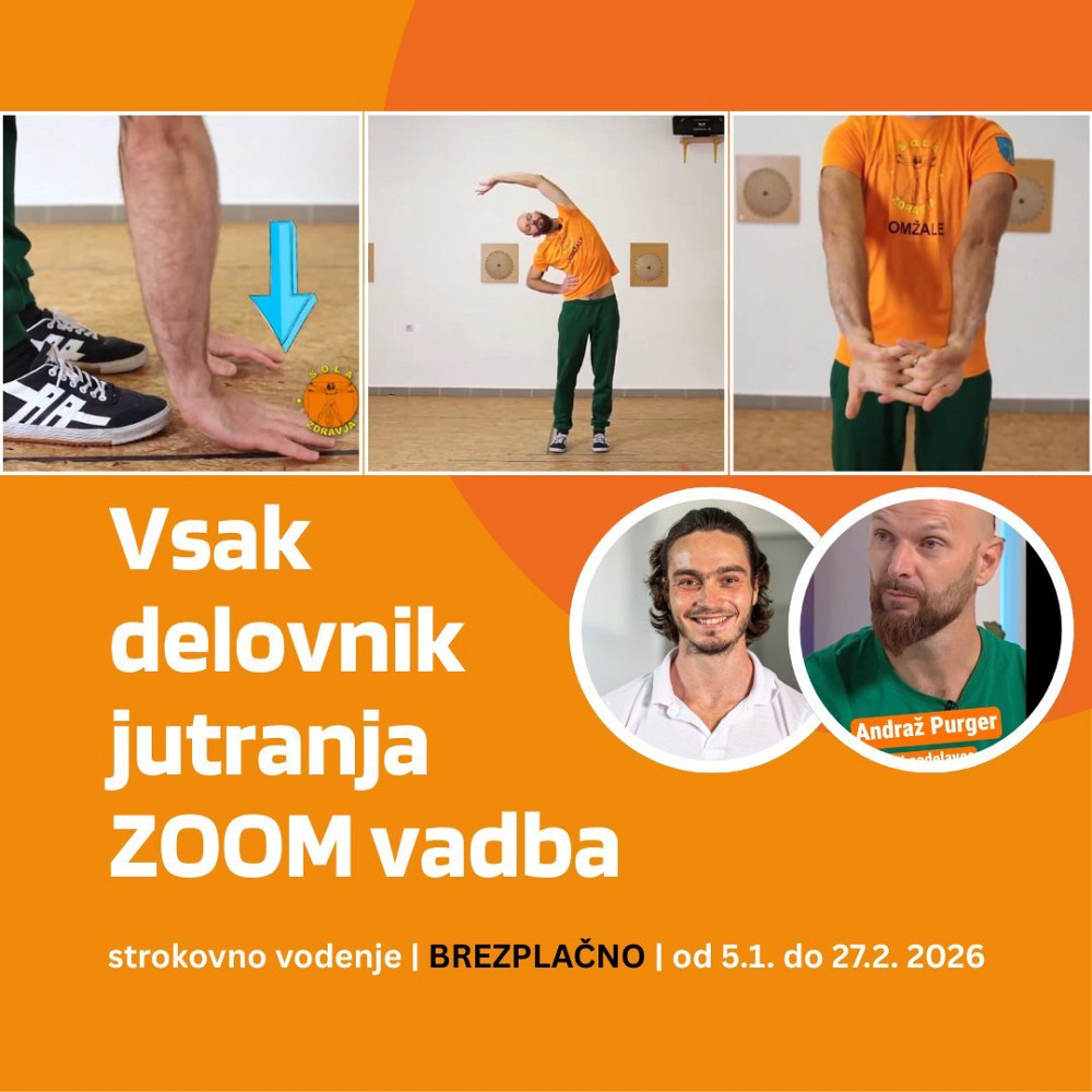BREZPLAČNA JUTRANJA VADBA PREK ZOOMA BO POTEKALA VSAK DELOVNI DAN OD 5. JANUARJA DO 27. FEBRUARJA, OD 8. DO 9. URE, udeleženci pa se bodo lahko razgibali in sprostili kar v udobju svojega doma.